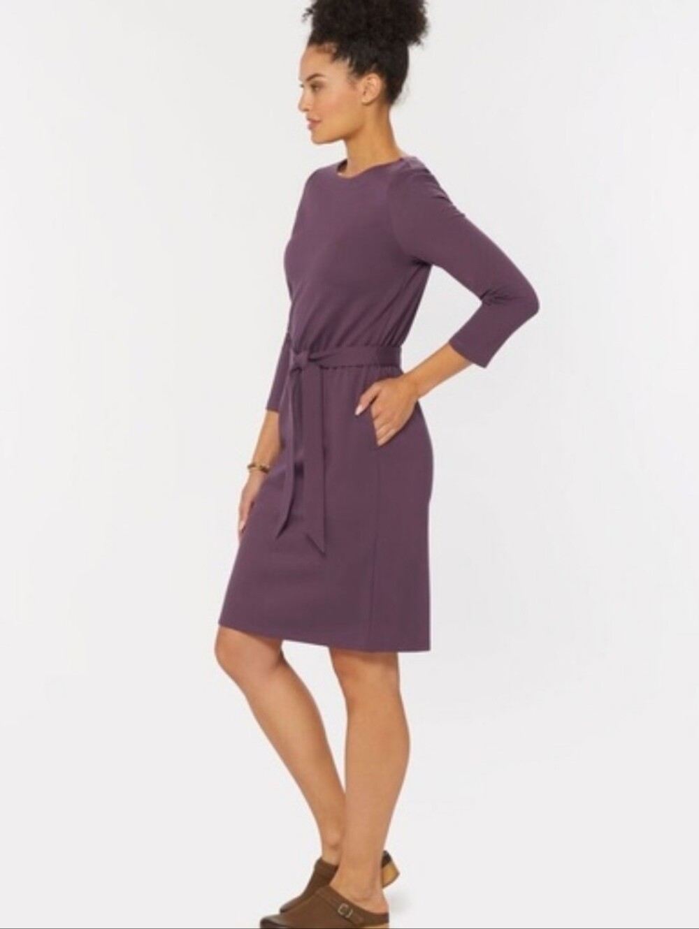 NWT Duluth Trading Co Plum Ponte Pro Knit 3/4 Sleeve Midi Dress WPockets Size 2X